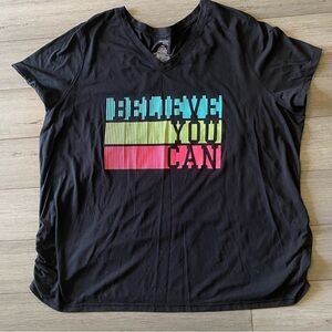 DANSKIN Now Women's Plus size 4x Black "Believe You Can" Graphic Inspire T-Shirt